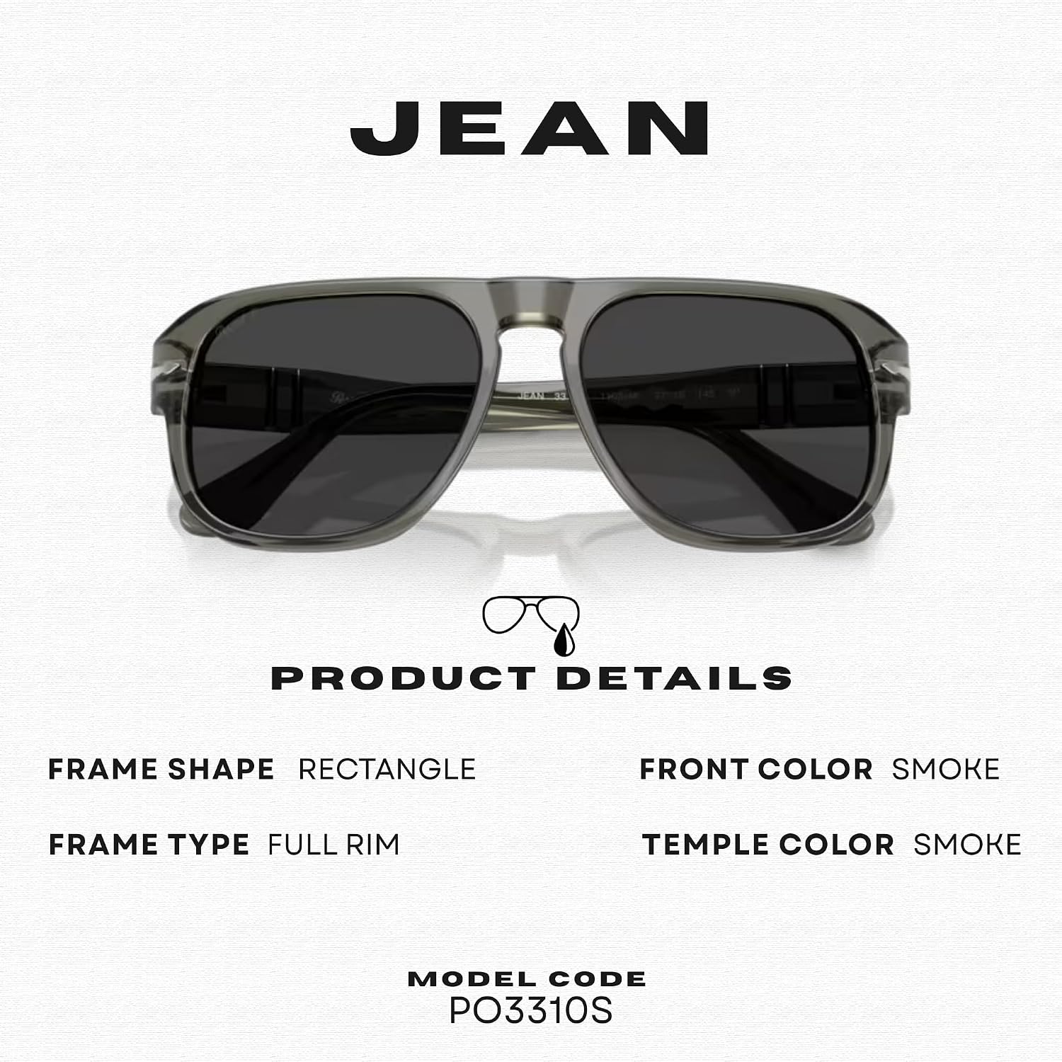 Gray rectangle sunglasses with acetate frame, ideal for professional work settings — back