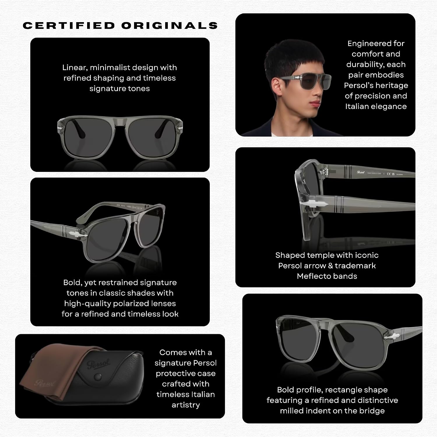 Gray rectangle sunglasses with acetate frame, ideal for professional work settings — view 3