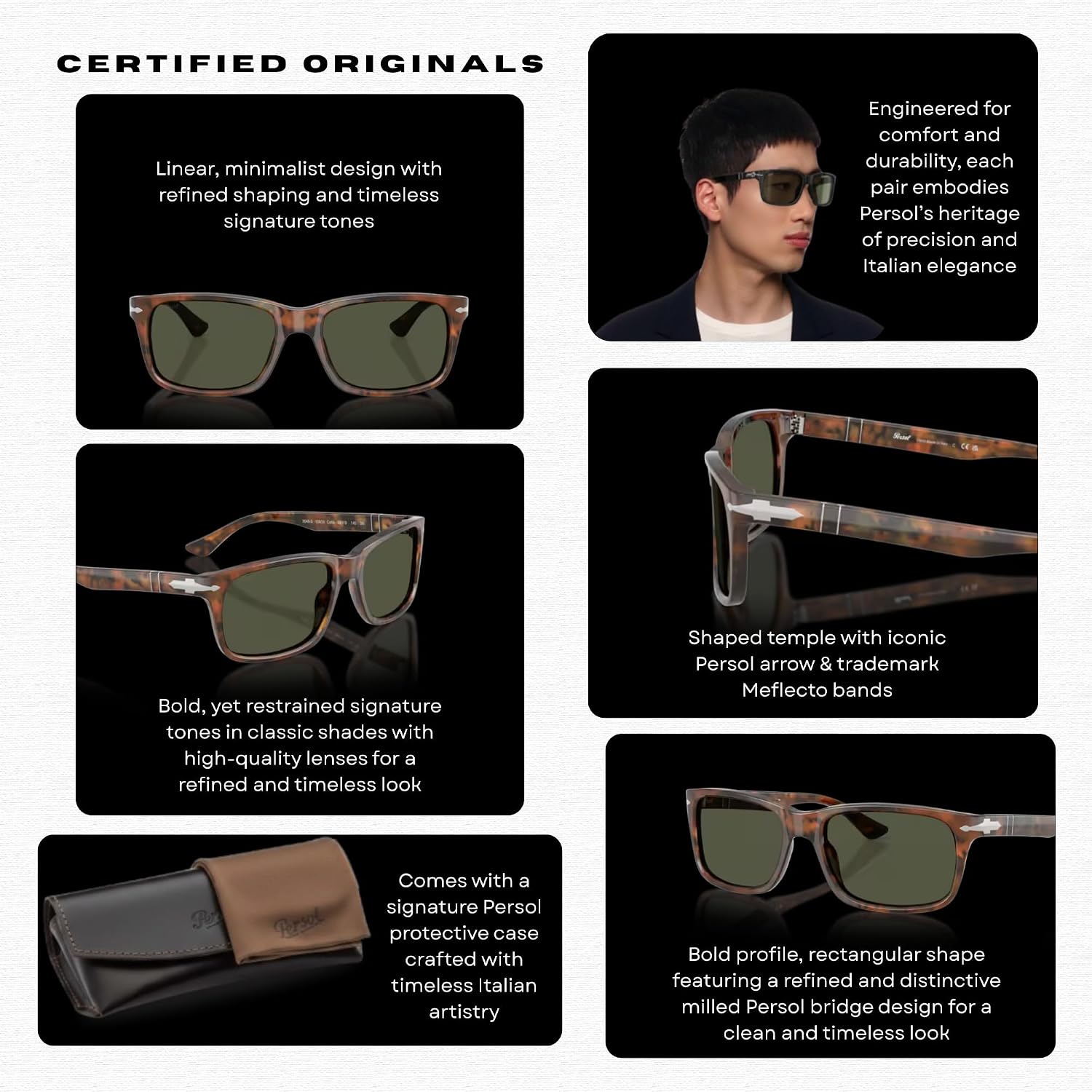 Gray rectangle sunglasses with acetate frame and UV400 anti-glare lenses for professional wear — view 3