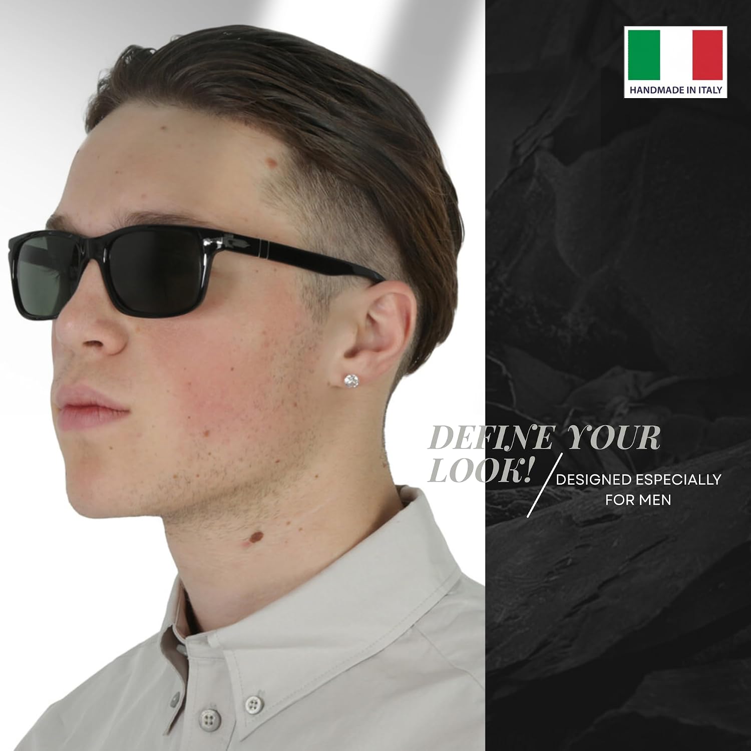 Gray rectangle sunglasses with acetate frame and UV400 anti-glare lenses for professional wear — view 4