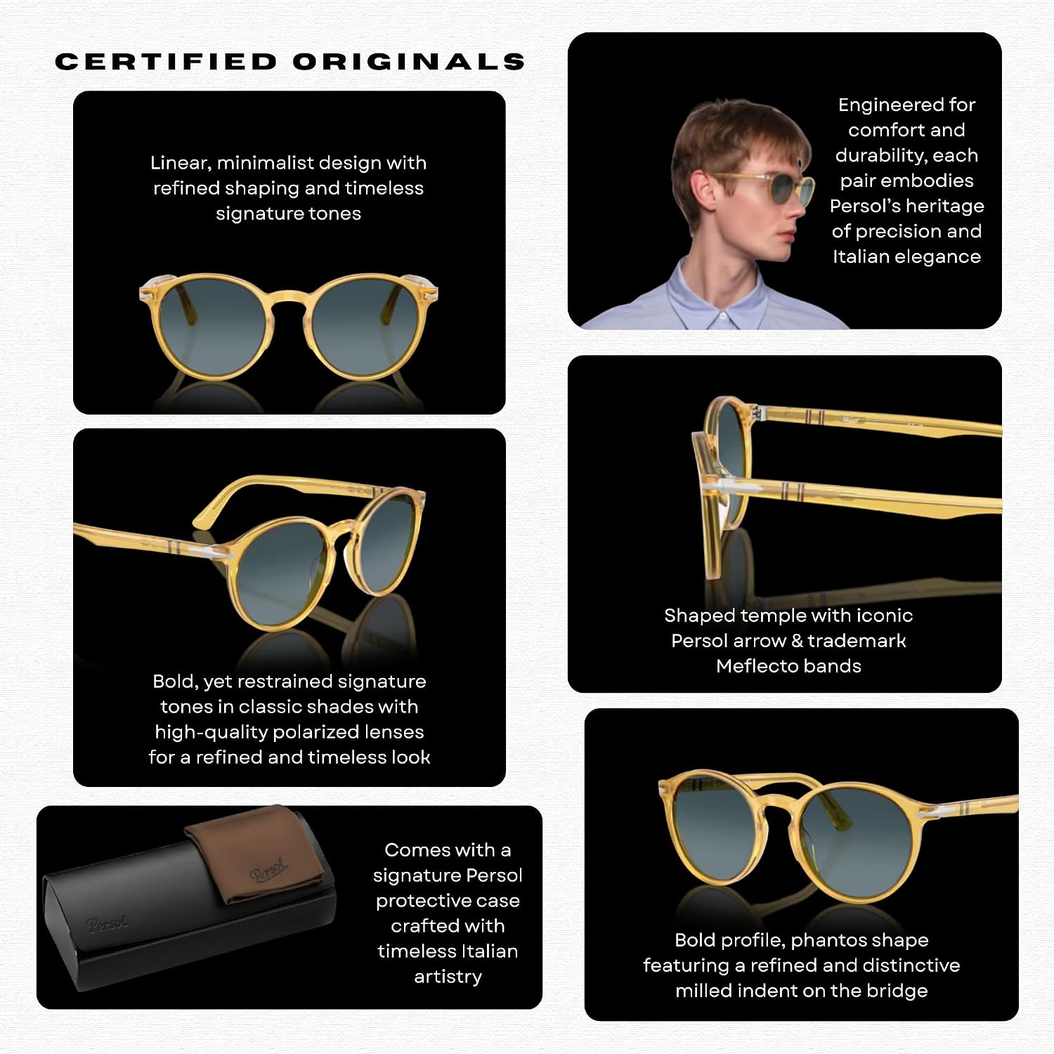 Polarized round sunglasses with gray lenses and acetate frame, retro style design — view 3