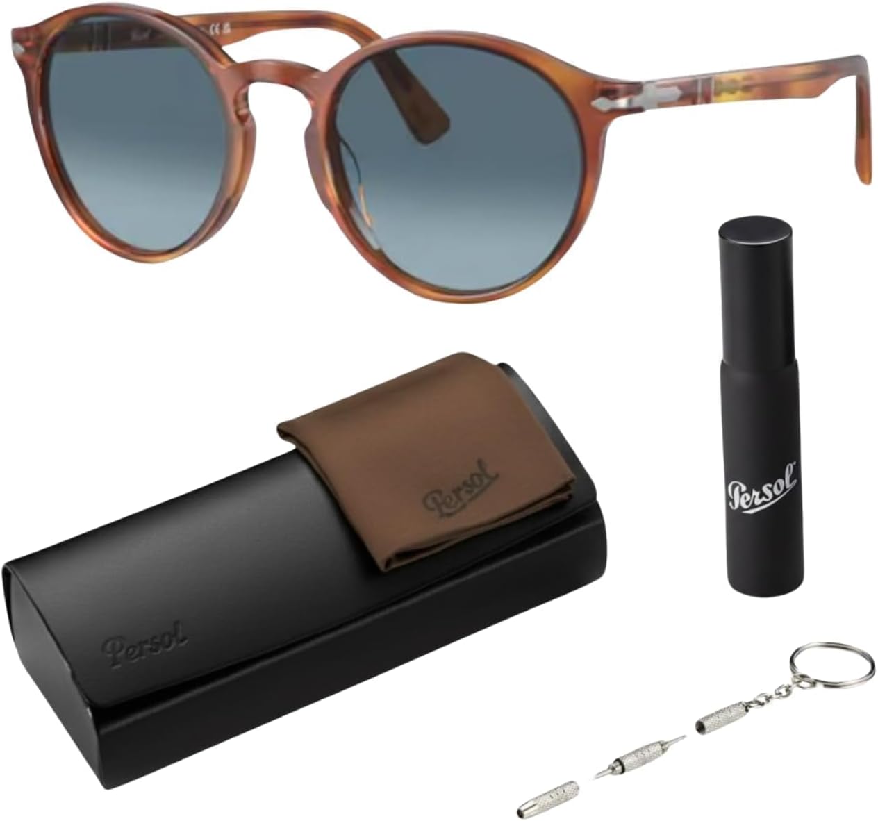 Polarized round sunglasses with gray lenses and acetate frame, retro style design — view 5
