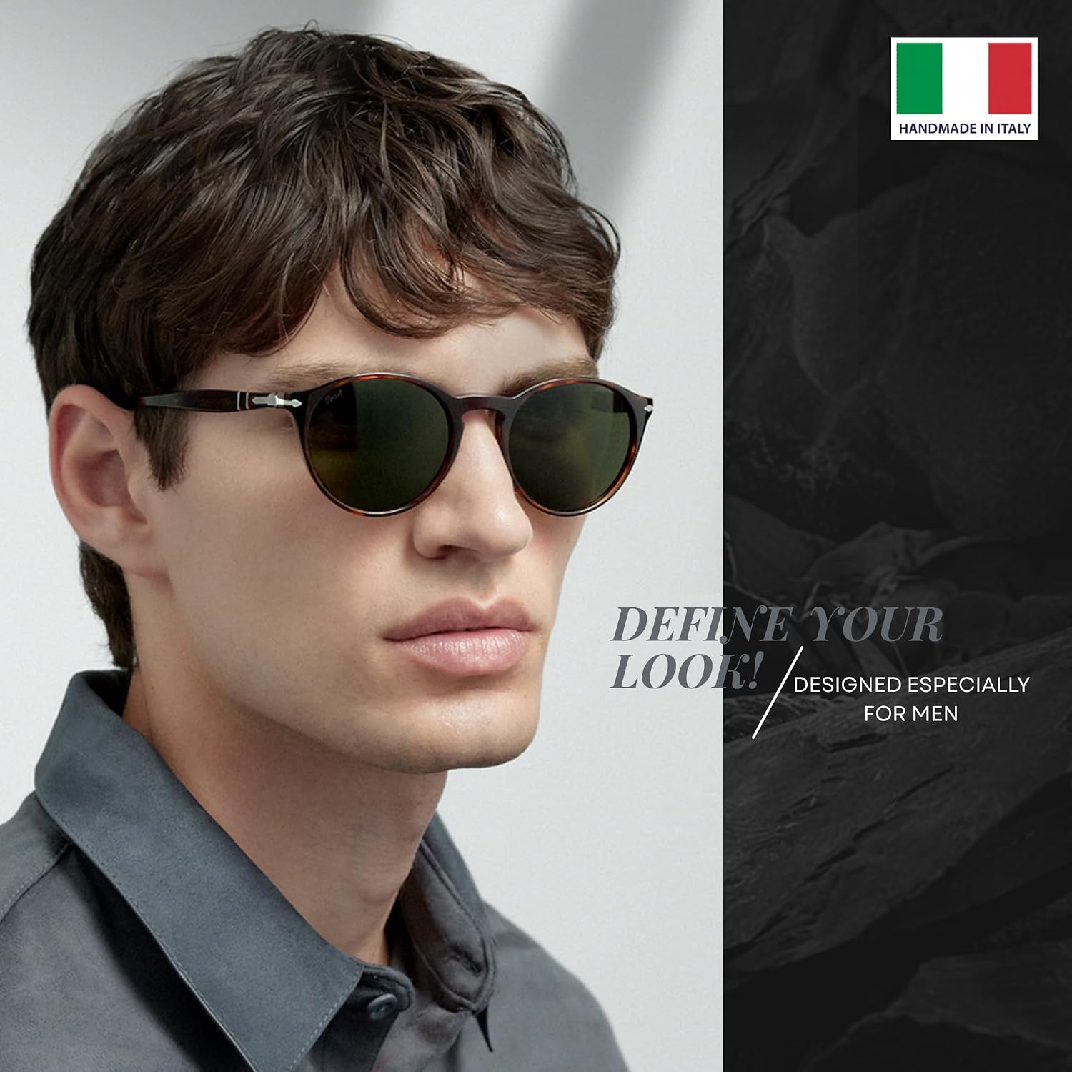 Classic round sunglasses with gray anti-glare lenses and acetate frame — view 4