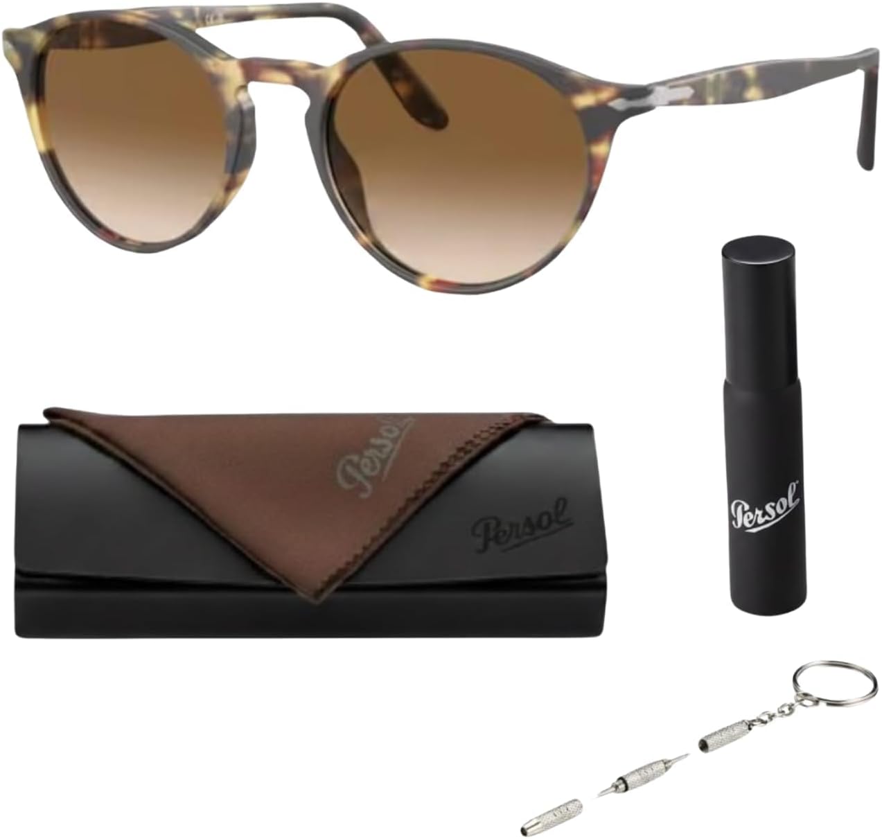 Classic round sunglasses with gray anti-glare lenses and acetate frame — view 5