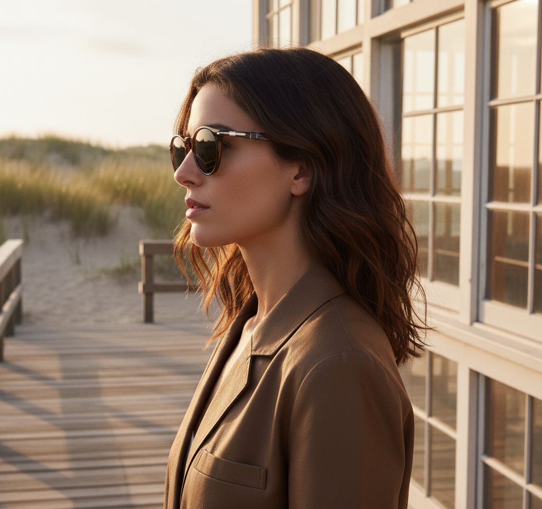 Classic round sunglasses with gray anti-glare lenses and acetate frame — view 3