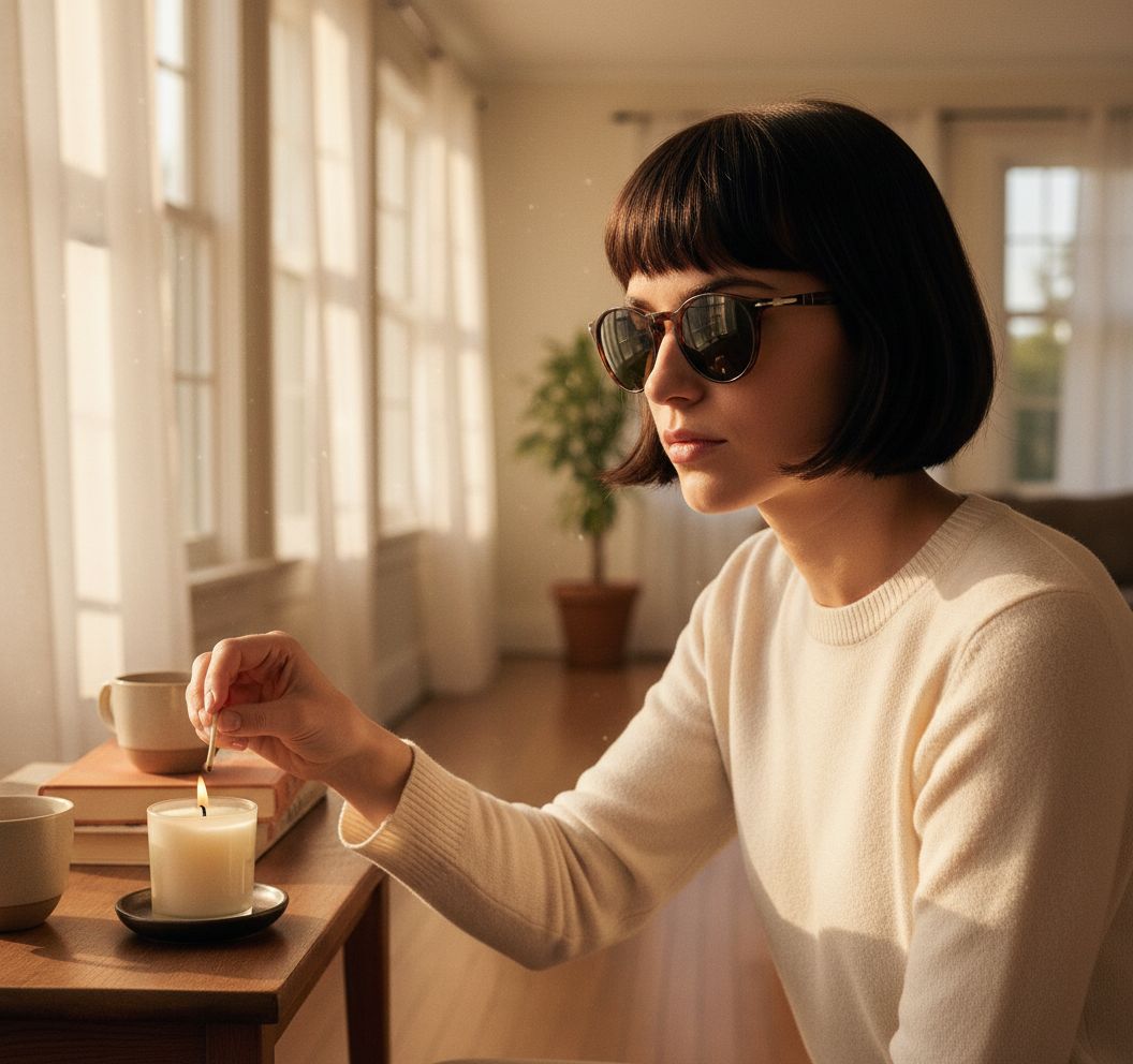 Classic round sunglasses with gray anti-glare lenses and acetate frame — view 2